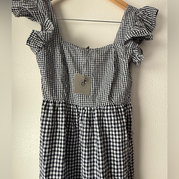 NWT J Gee Dress Women S Black White Check Peasant - Picture 3 of 15
